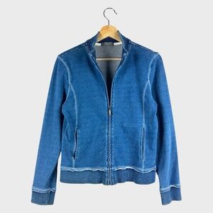 Kate Hill Petite Blue Ribbed Zip-Up Jacket